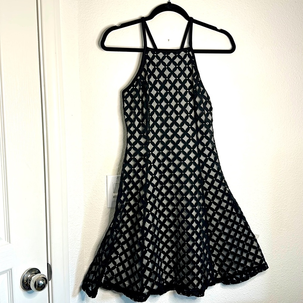 Guess 6 Halter Cocktail A-line dress diamond pattern black/white. Worn Twice